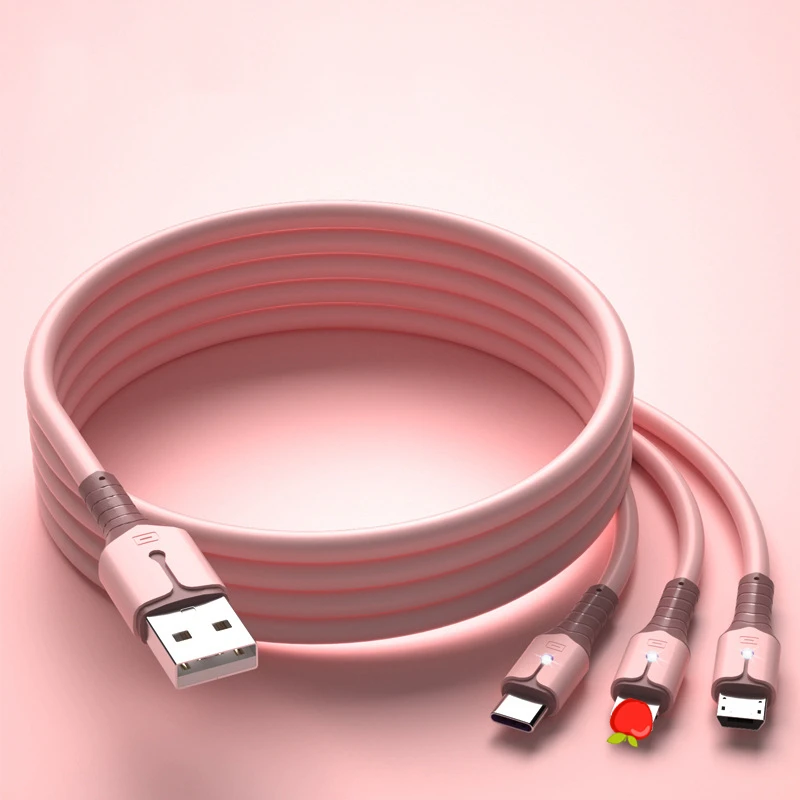 

Pink With Lights In Stock High Quality Charger Cord Multi Charging Cable 3 In 1 Charging Usb Cable