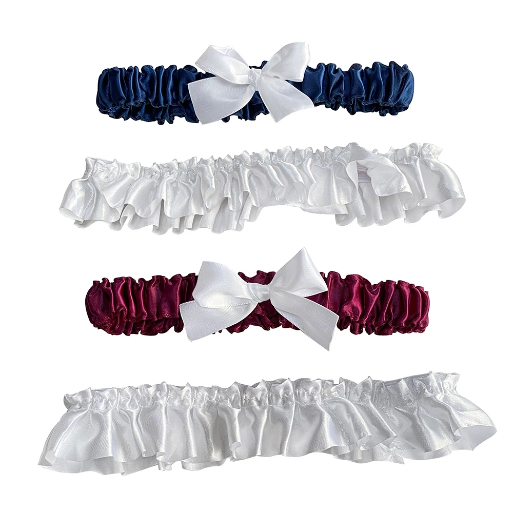 

Popular Stretch Comfort Silk Bow Wedding Garter Various Color Two Sets Garter Belt For Women