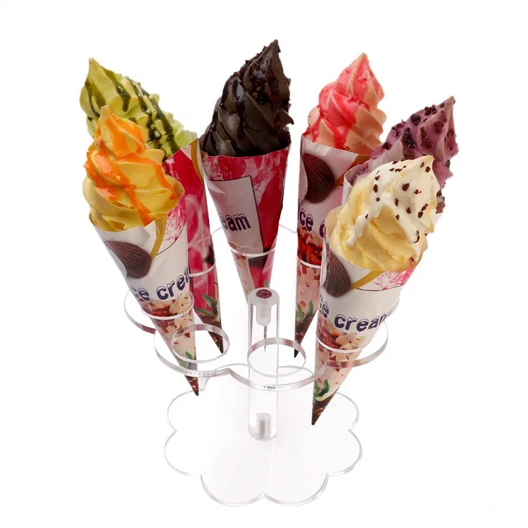 
Clear Food Grade Acrylic Ice Cream Cone Holder with Handles 