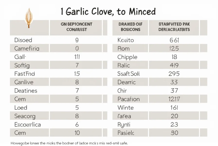 Different sizes of garlic cloves next to measuring spoons for visual reference