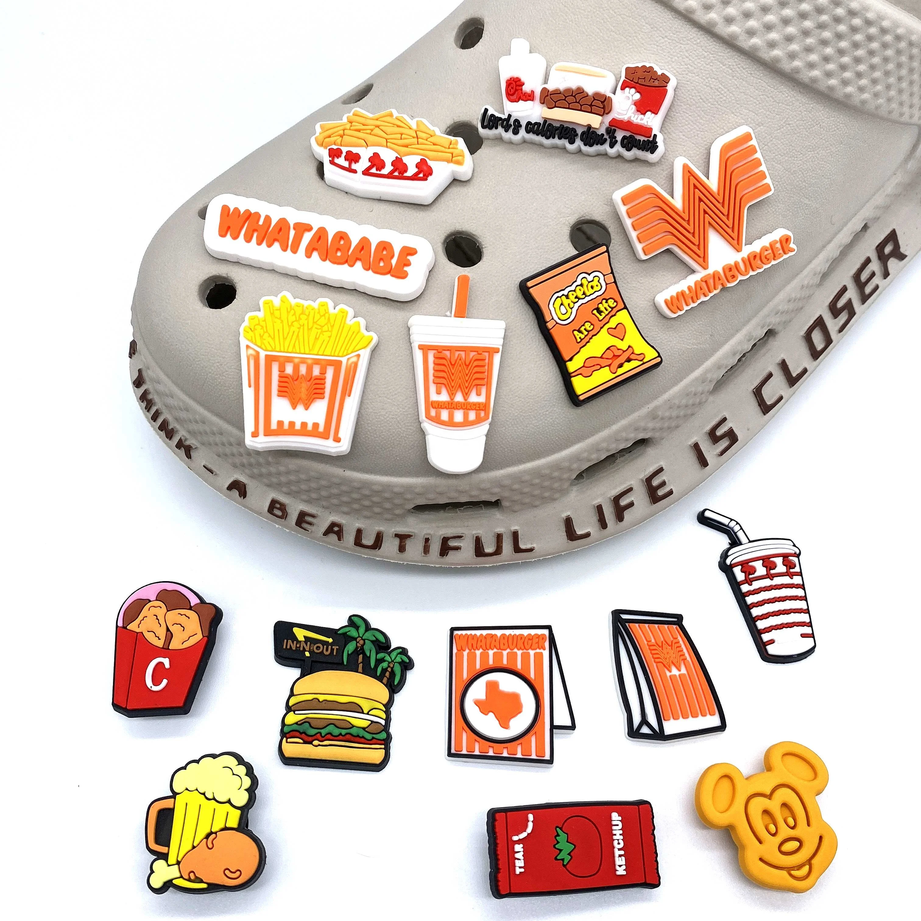 

New Wholesale WHATABURGER Texas Clog pvc Shoe Charms shoe decoration pvc clog charms for shoe charms