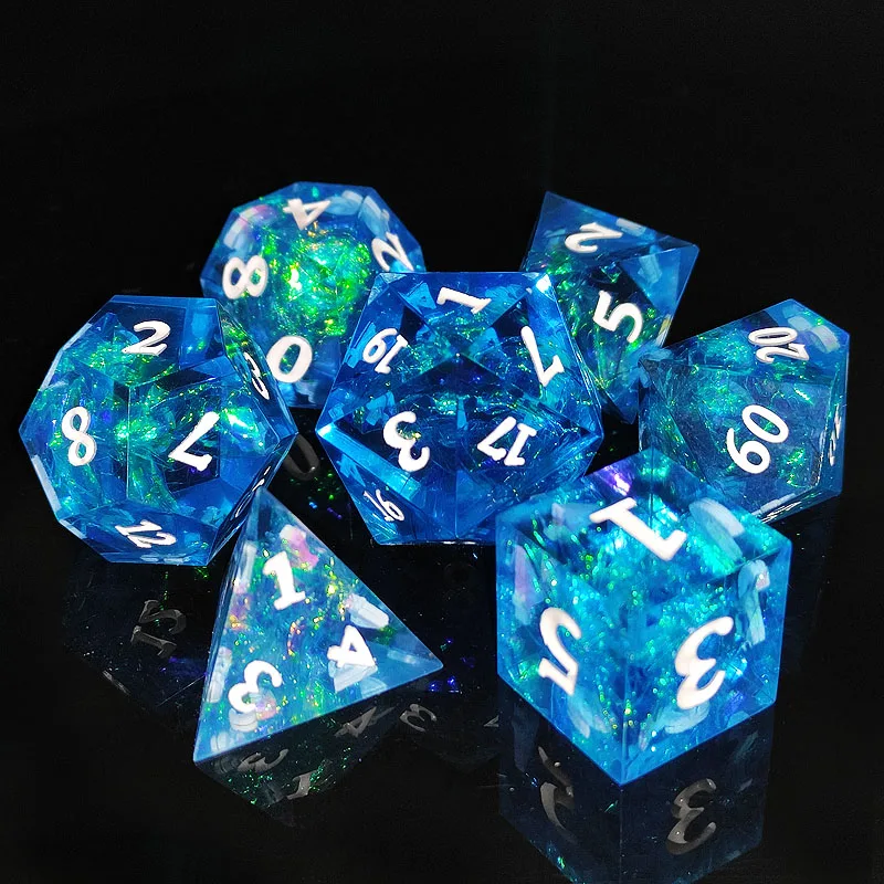 

Hot sale 7 pieces/set of d20 multi-faceted resin acrylic dice set DND role playing RPG board game entertainment dice sharp dice