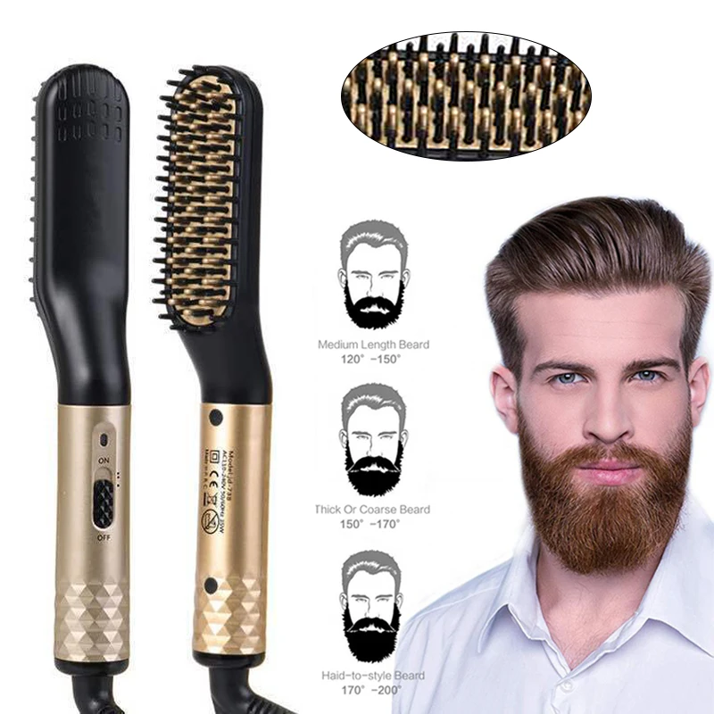 

Top selling Multifunctional Quick Heated Men Beard Care Brush Beard Straightener Comb, Gold, white, red