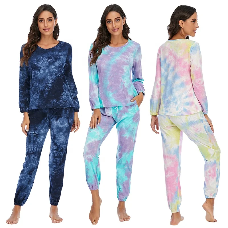 

Vetinee Women's Tie Dye Loungewear Pjs Set with Long pants Two piece