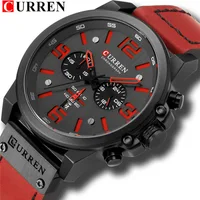 

CURREN 8314 Top Luxury Brand Men's Military Waterproof Leather Sport Quartz Watches Chronograph Date Fashion Casual Men's Clock