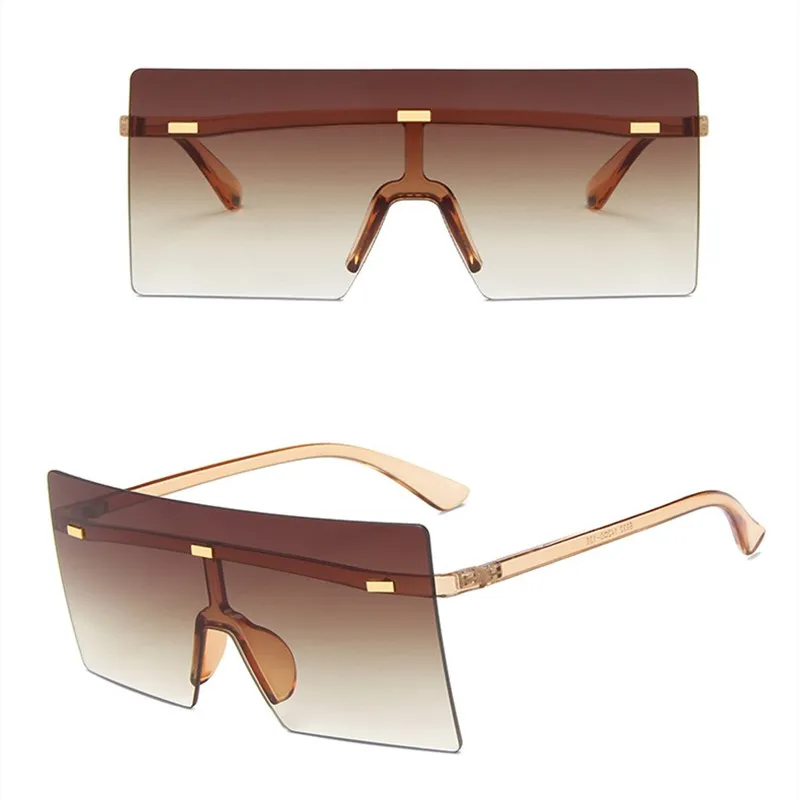

2022 Fashion Big Rimless sunglasses Women's Square Retro Sunglasses