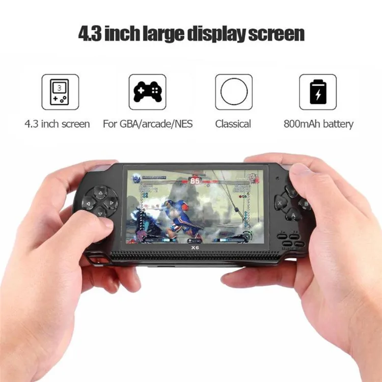 X6 4.3 inch Video Game Console Handheld 8G Memory Game Machine Game Player