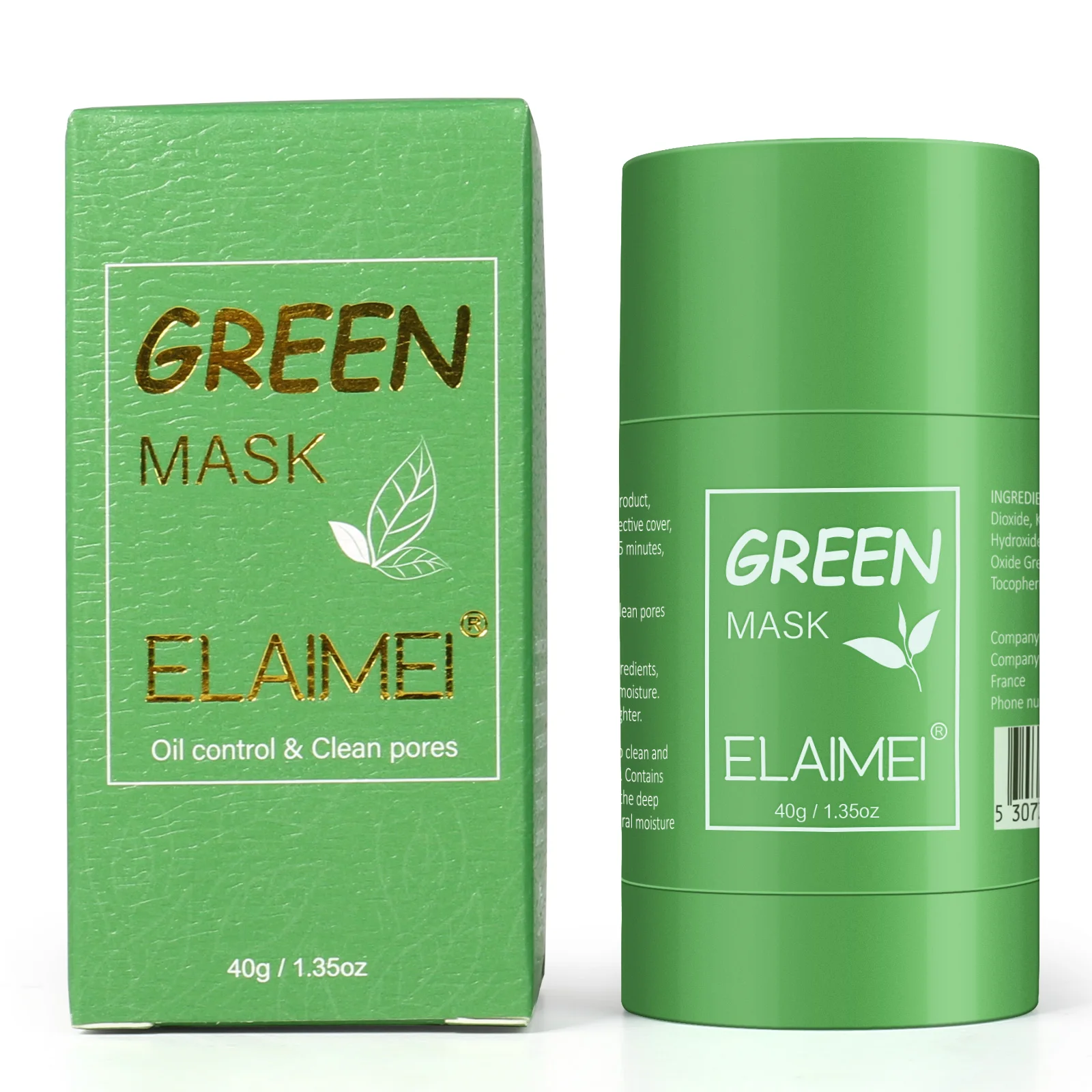 

ELAIMEI Reduce Blackhead Deeply Clean Moisture Control Oil Clay Mud Solid Green Tea Cleansing Facial Mask Stick