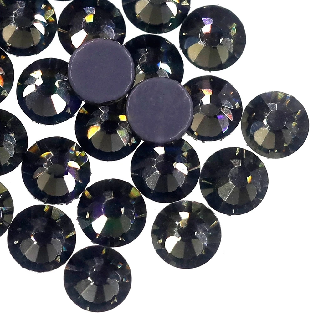 

1440pcs/bag gray hot repair rhinestone rubber bottom glass rhinestone DIY clothing accessories hot repair rhinestone flat back, Grey