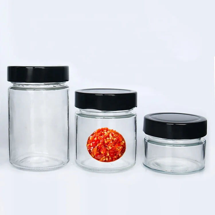 

Straight Side 130ml 250ml 360ml Empty Round Glass Food Preservative Sauce Jar For Smoked Jalapeno, Clear transparent flint