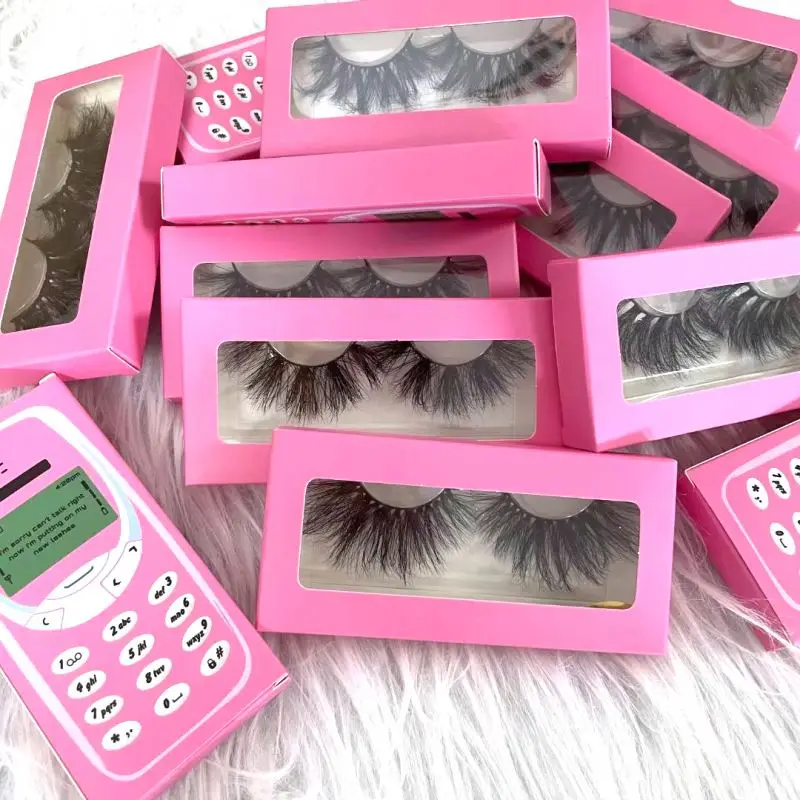 

Plain eyelash box packaging 3d 5d 25mm kits 8d fluffy mink eyelashes, Natural black
