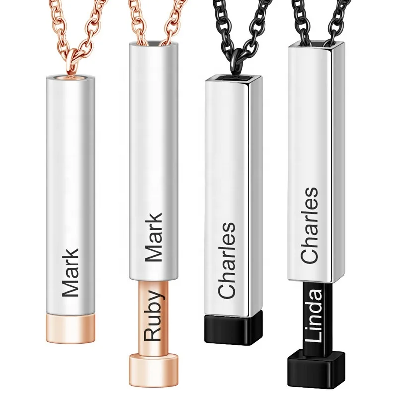 

2021 new retractable bar pendant DIY custom name Mother's Day Thanksgiving stainless steel necklace, Gold,black, silver,rose gold,etc. or as your requirement