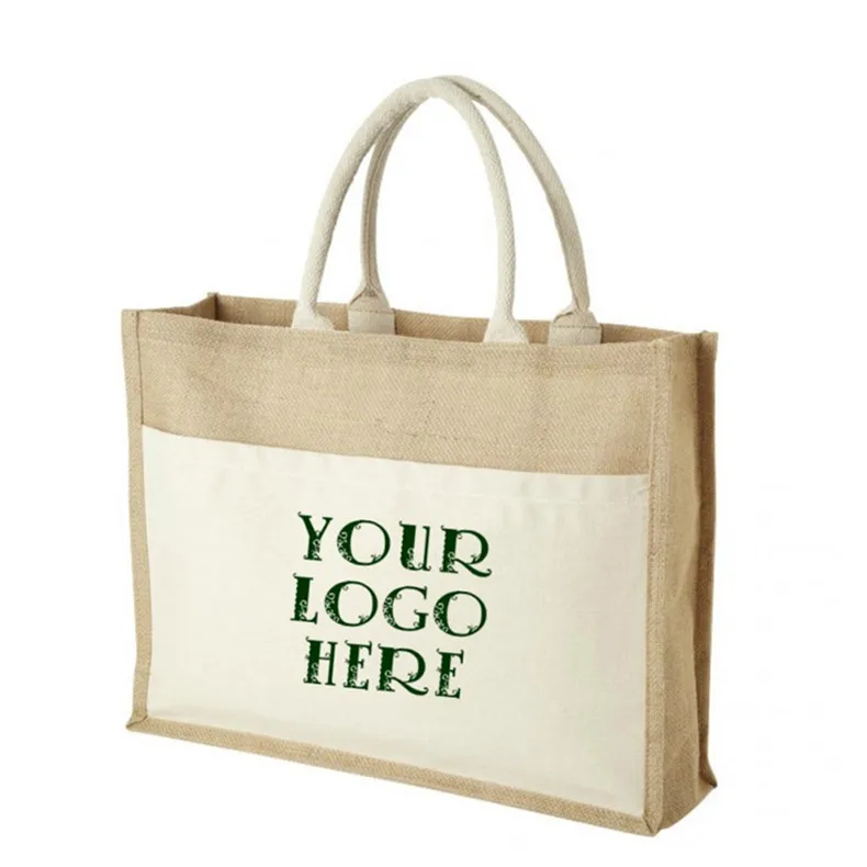 

with handles large burlap shopping custom jute tote bag, Customized color