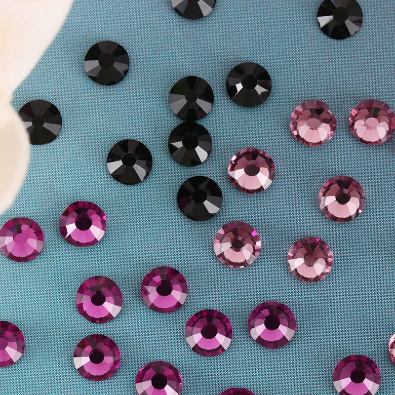 

Violet And Rose And Jet Flat Back Crystal Rhinestones Non Hotfix Glass Rhinestones