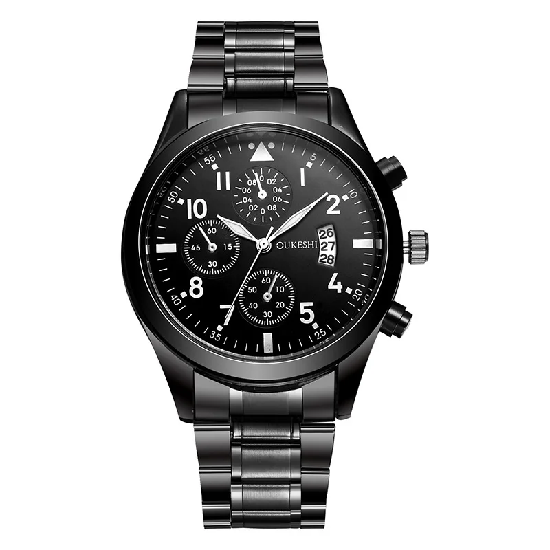 

2020 luxury Men's Steel Band Watch Fashion Waterproof Quartz Watch Calendar Tungsten Steel Color Watch, As pic