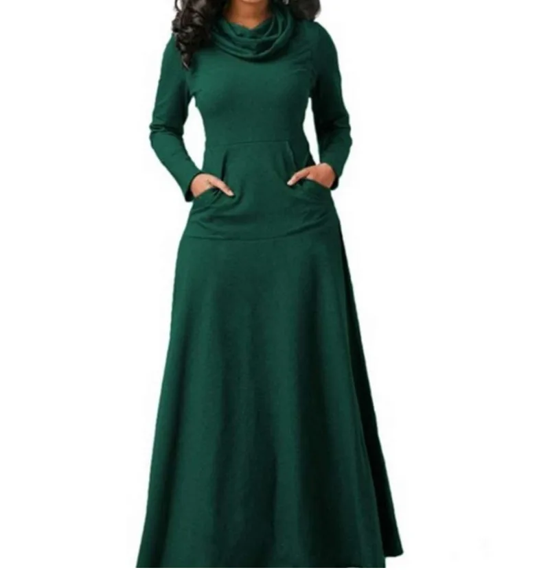 

Women's Solid Pocket Dresses with Bib Plus Size Maxi Women Dress