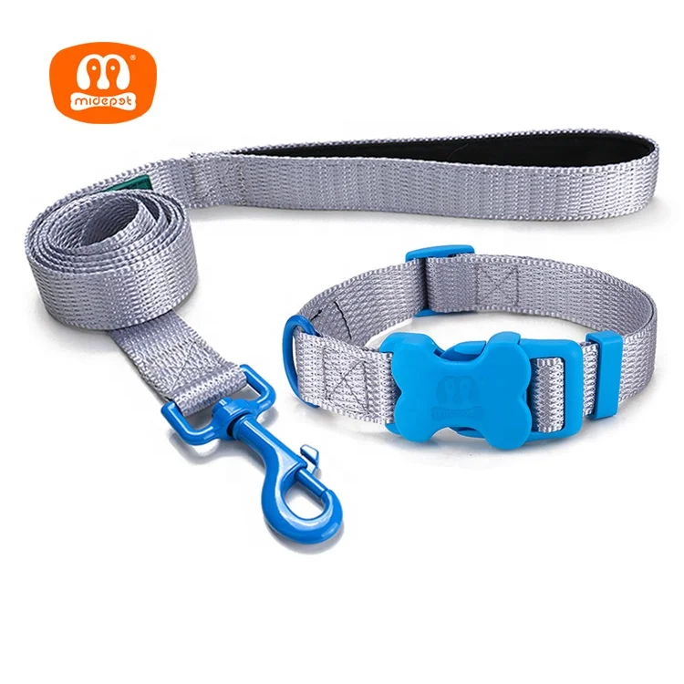 

Midepet New Arrived Factory Wholesale Colorful Pet Accessories Perros Adjustable Soft Padded Nylon Dog Collar And Leash Leads, Customized color