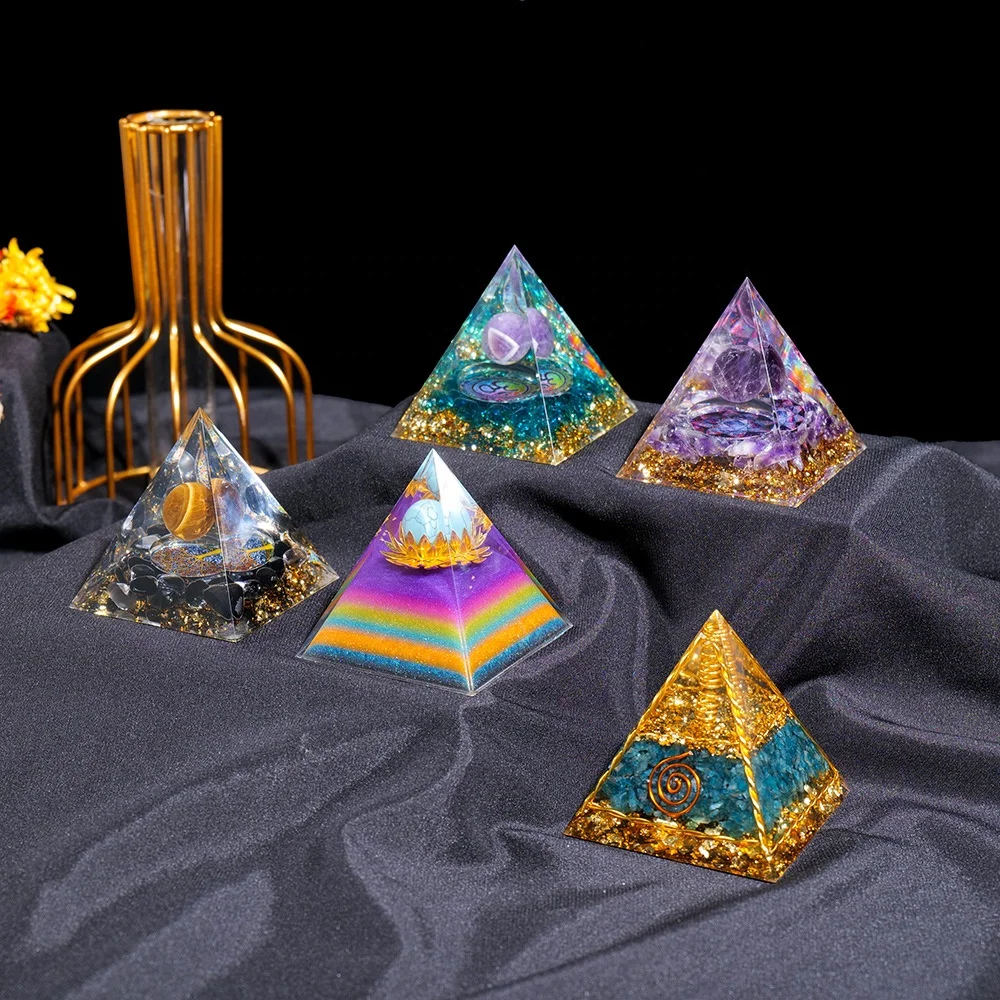 

Hot sale healing reiki meditation energy generator crystal natural stone organite pyramid