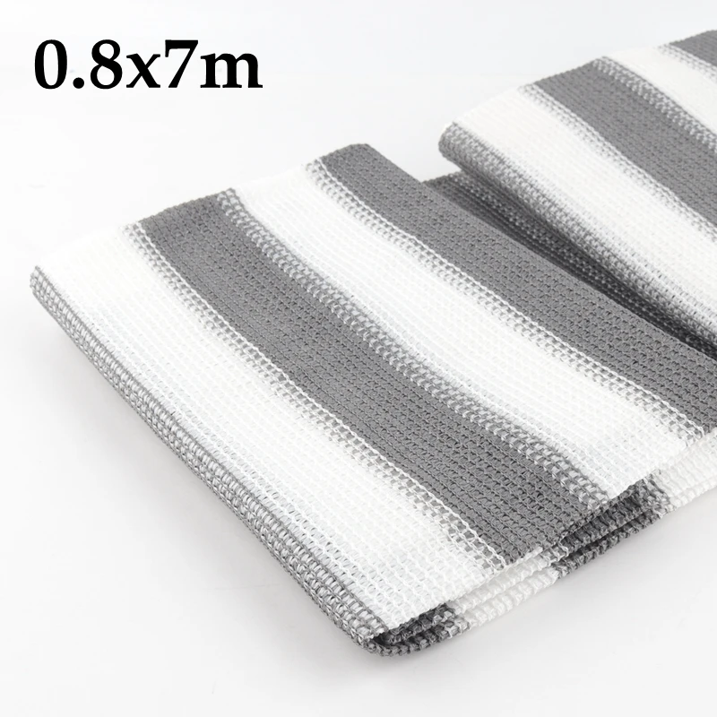 

0.8x7m (2.6ftx23ft) 80% Shading Grey White Stripe HDPE Sunblock Shade Cloth Terrace Privacy Net Garden Fence Net Camping Net