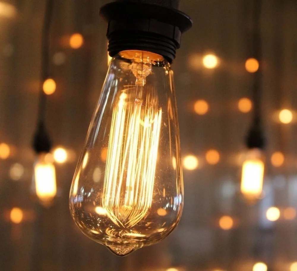 Retro Edison Light Bulb E27 220V 40W A19 A60 ST64 T10 T45 T185 G80 G95 Filament Vintage  Incandescent Bulb Edison Lamp