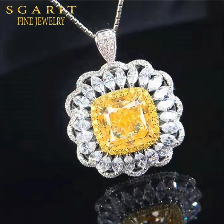 

SGARIT Engagement Ring Women Dual Use Diamond Jewelry 18k gold 5.03ct FLY VS1 Natural Yellow Diamond Ring And Pendant