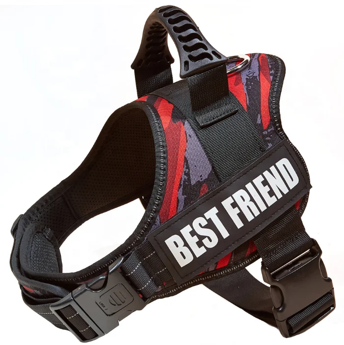 

No Pull Dog Harness Dog Vest Interchangeable Patches Traction Rope Reflective Adjustable Service Dog Harness