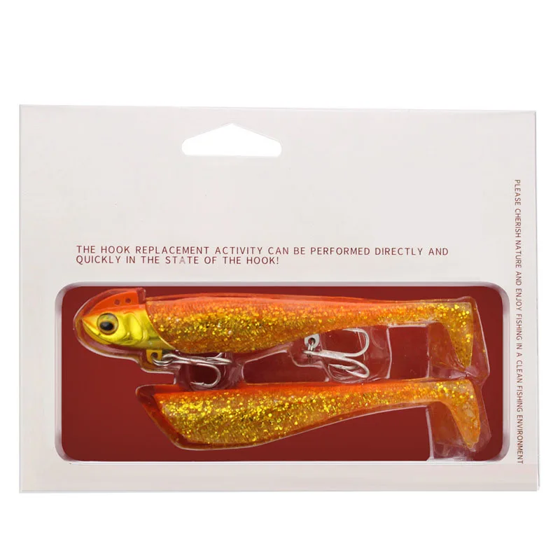 

Robben Fishing 19g 23g 30g 37g Lures Lead Head Sinking Wobblers Lure with Soft T-Tail and Spare-Tail Swim Baits soft lure, 7colors