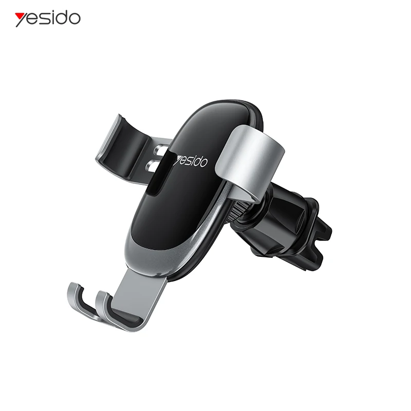 

2021 Aluminum Alloy Sensor Car Mobile Cellphone Cell Smart Phone Air Vent Gravity Stand Support Bracket Clip Clamp Holder Mount, Silver