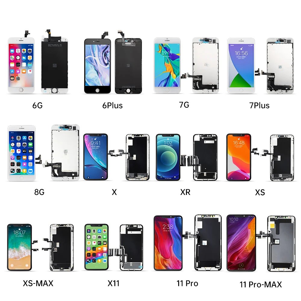 

I Phone X 5 6 6S 7 8 Plus Xr Xs 11 12 Pro Max Mini Original Display Oled Screen Replacement Tft Mobile Phone Lcds, Black