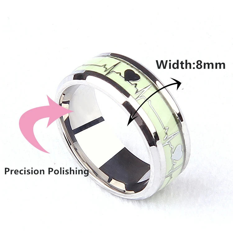 

Classic Silver Luminous Titanium Steel Rings Glowing In The Dark Jewelry For Women And Men Engagement Ring