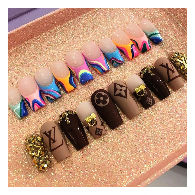 

Wholesale nails supplies salon clear press on nails vendors, Multi color