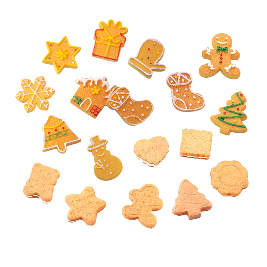 

hot sale xmas holiday theme christmas biscuit cookies design flat back resin cabochons