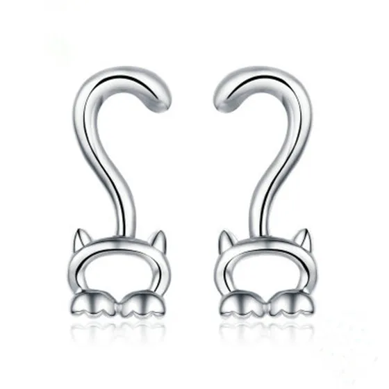 

Cute Cat Designs 925 Sterling Silver Kitty Stud Earrings