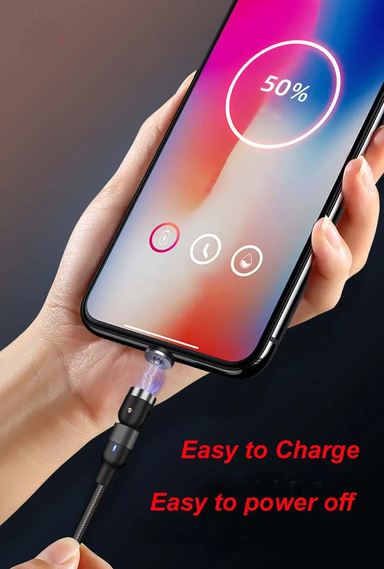 540 Rotation Led 3 In 1 Fast Charging Magnetic Cable Charger - ANKUX.COM