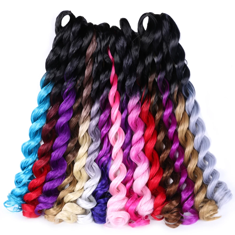 

Wholesale Free Sample 150g Synthetic French Curls Hair extension Ombre Crochet Braids Attachment Wavy Braiding Hair