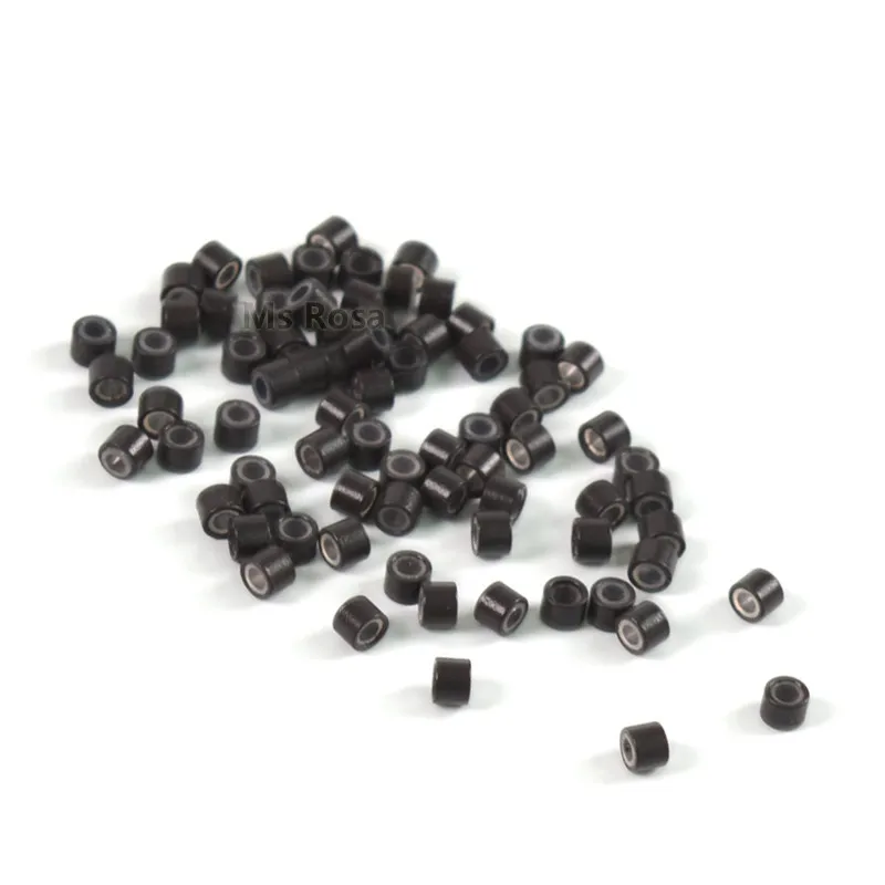 

Wholesale  silicone lined hair micro link ring beads for hair extensions, Black