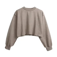 

2019 new arrival best quality pure color crop top pullover hoodies for women