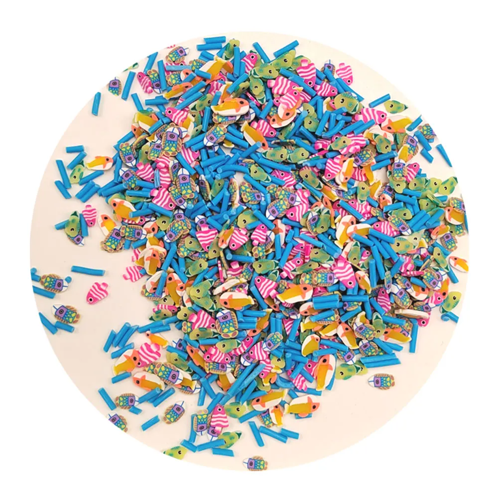 500g/Lot Kawaii Cartoon Fish Polymer Clay Dessert Slices Sprinkles Perfect for Nail Art Slime Fillers and Handcraft Supplies