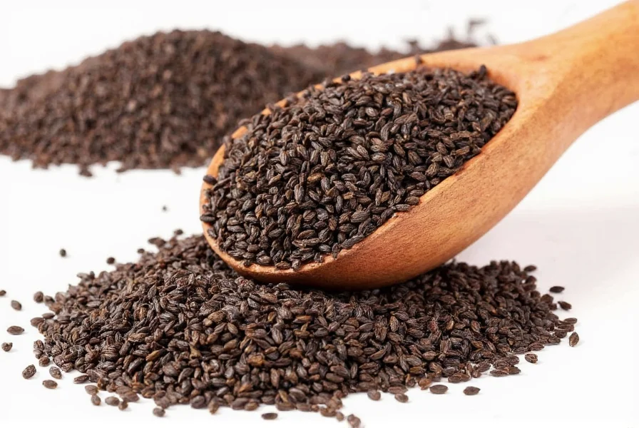 Close-up comparison of high quality versus low quality black cumin seeds