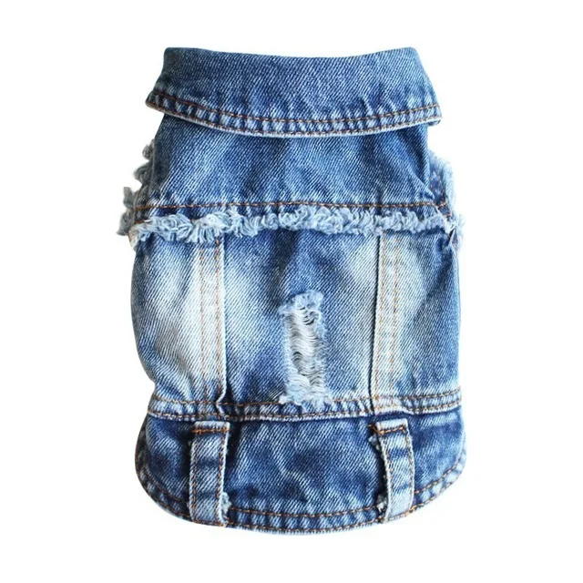 

Fashion Wholesale New Cool Pet Vest clothes Cowboy Dog Jeans Jacket, Jean blue