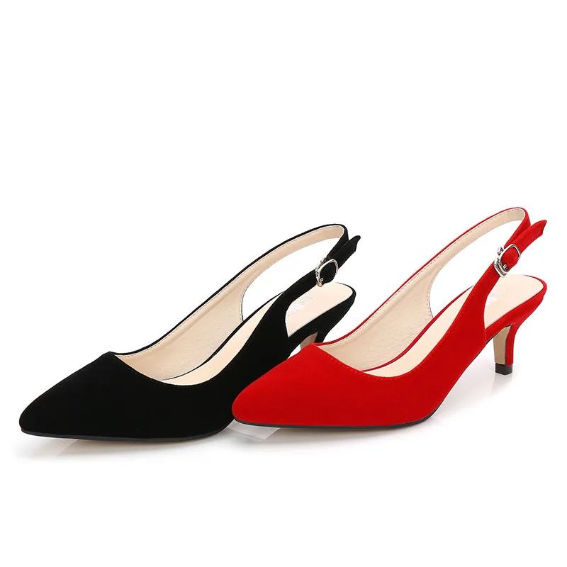 

Factory Sale Women's Slingback Pumps Solid Color Suede Pointed Toe Stiletto Ankle Strap Women Street Party Office High Heel Shoe