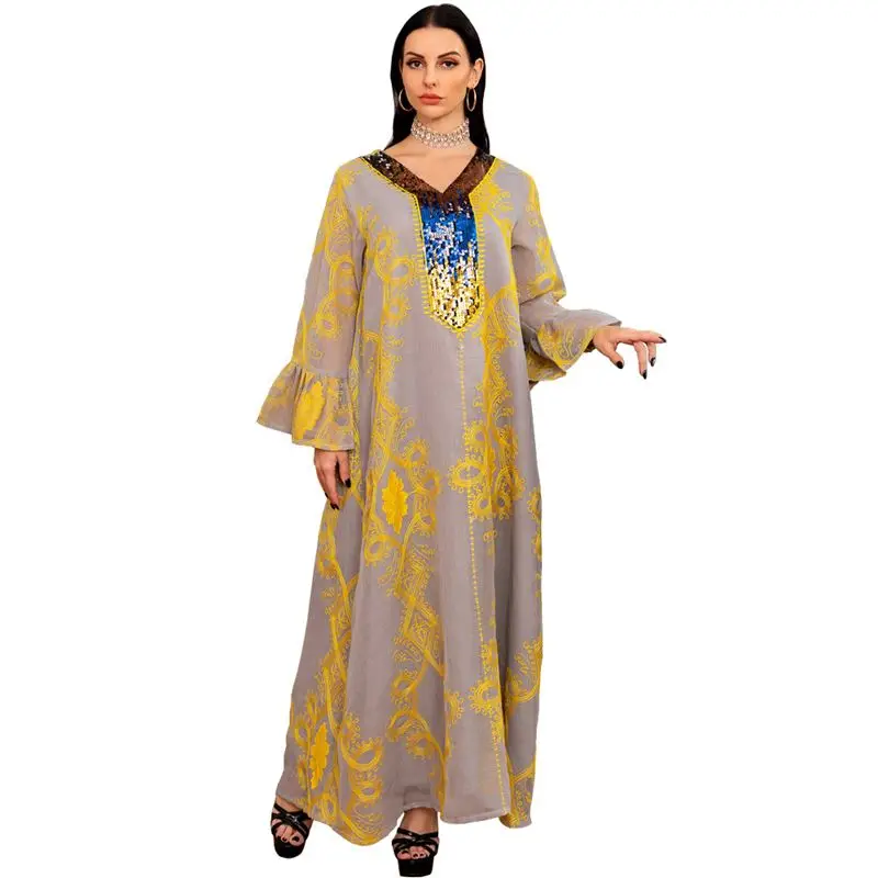 

Muslim dresses Fashion Floral Print in Dubai abaya muslim women dresses STAB106
