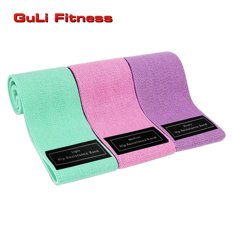 

Guli Fitness Women Training Polyester Fabric Booty Band Home Fit Exercise Custom Yoga Hip Resistance Band Set With Logo, Purple/pink/green or customized