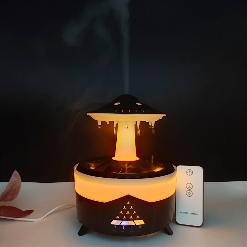 

Rain Water Drop Aromatherapy Humidifier 2024 350ml Portable Ultrasonic UFO Rain Cloud Air Diffuser Humidifier With Remote