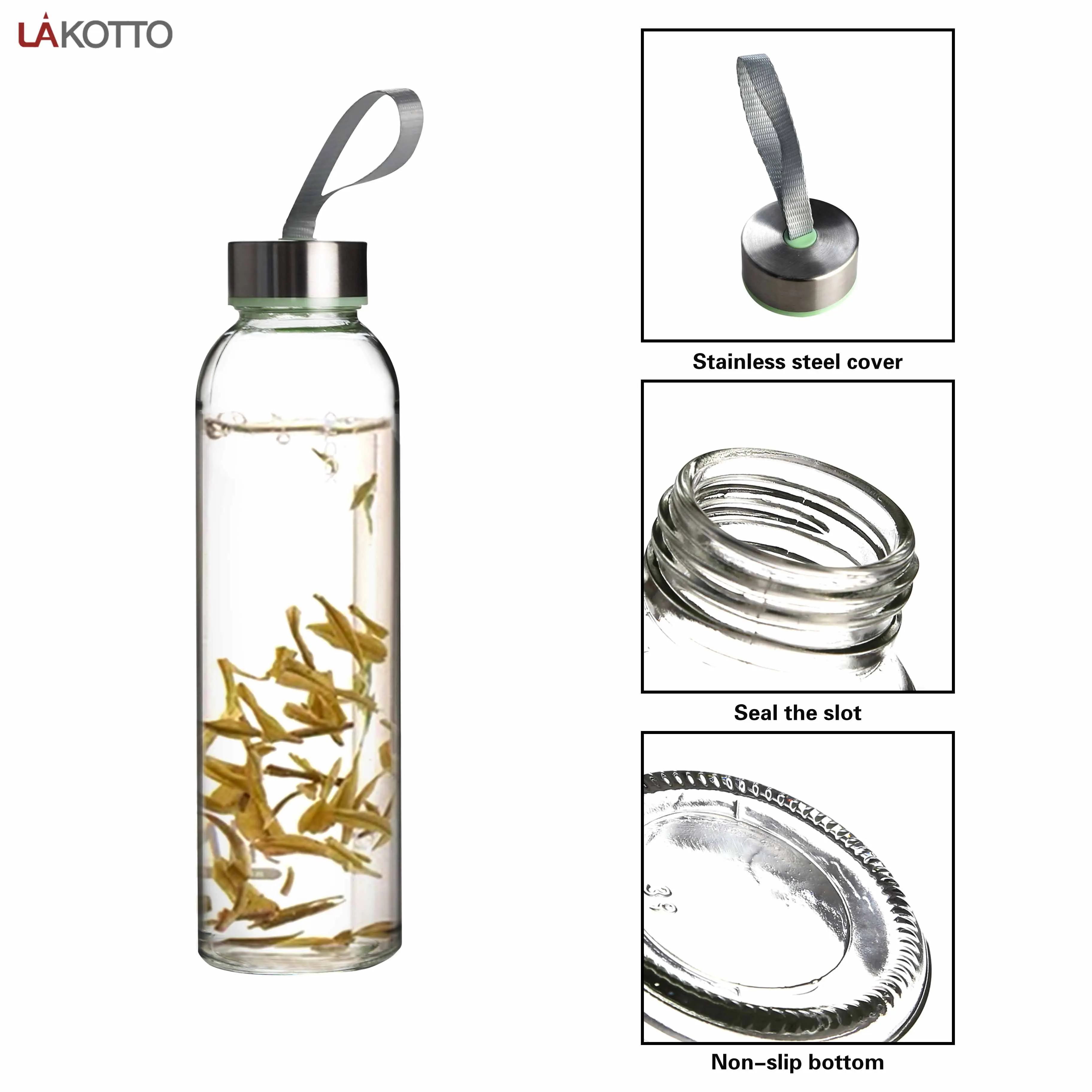 Glass Bottles Eco Friendly Bpa Free Stainless Steel Lid Drinking Bottle