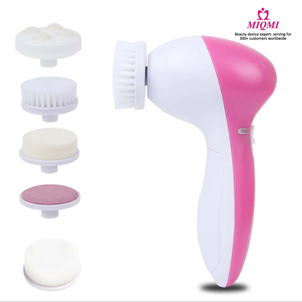 

MIQMI waterproof face cleansing brush set pink battery face brush cleaning sonic multifunctional 7 in 1 facial cleanser brush