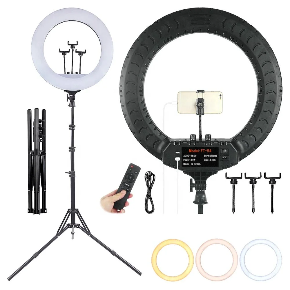 

TYJTECH 21 Inch Photographic lighting 2700-6500K LED Ring Lamp With tripod Remote RingLight selfie stick with ring light