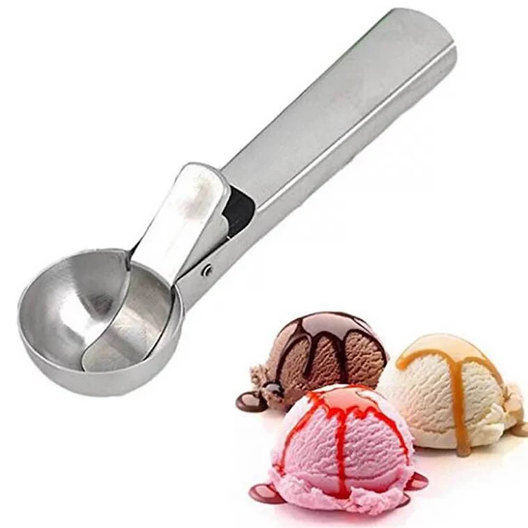 Solid Stainless Steel Ice Cream Scoop Stainless Steel Ice Cream Spoon ...