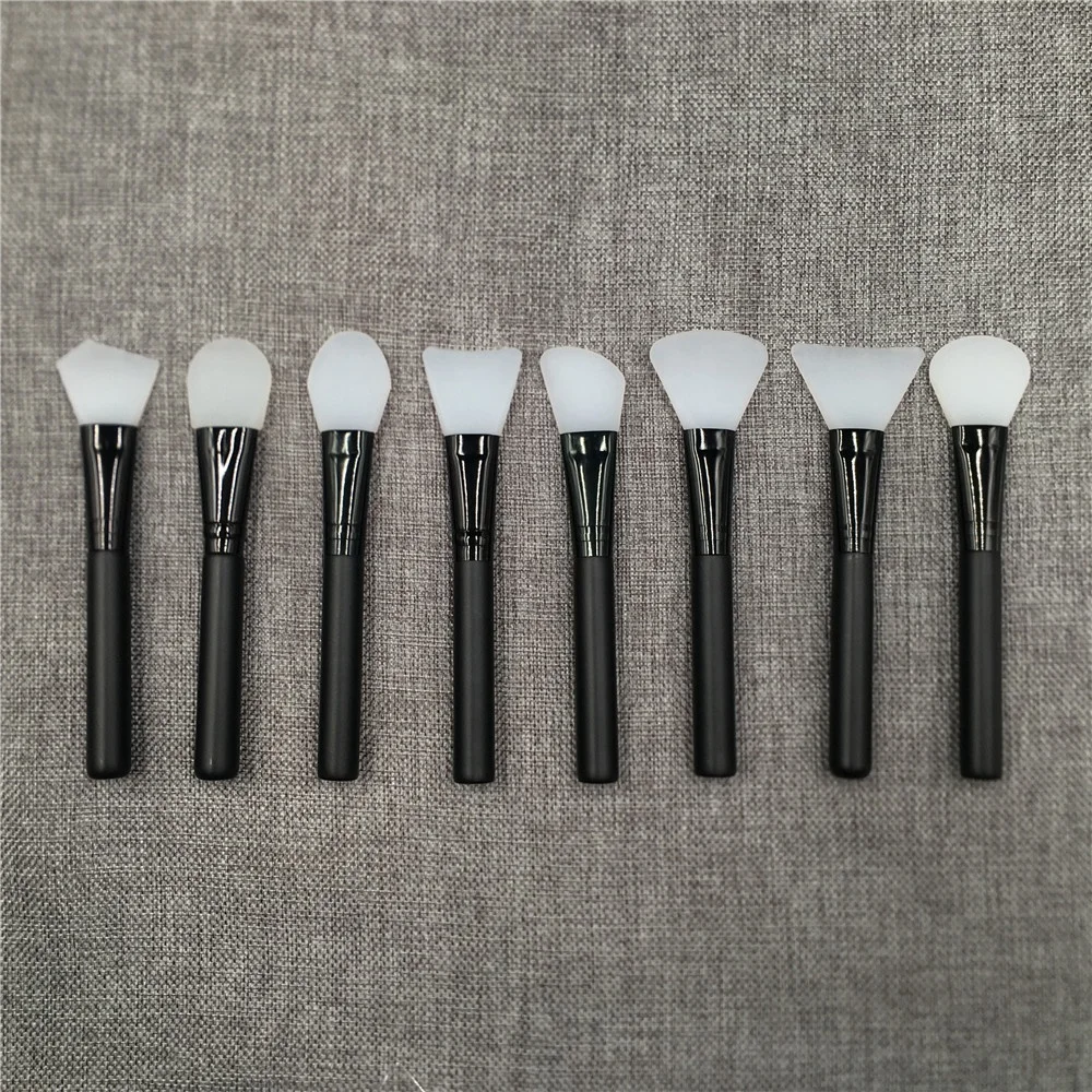 

Single Silicone Face Mask Brush Cosmetic Applicator Tool Clear Head Vegan Makeup Mask Brush Black Wood Handle Large Flat Head