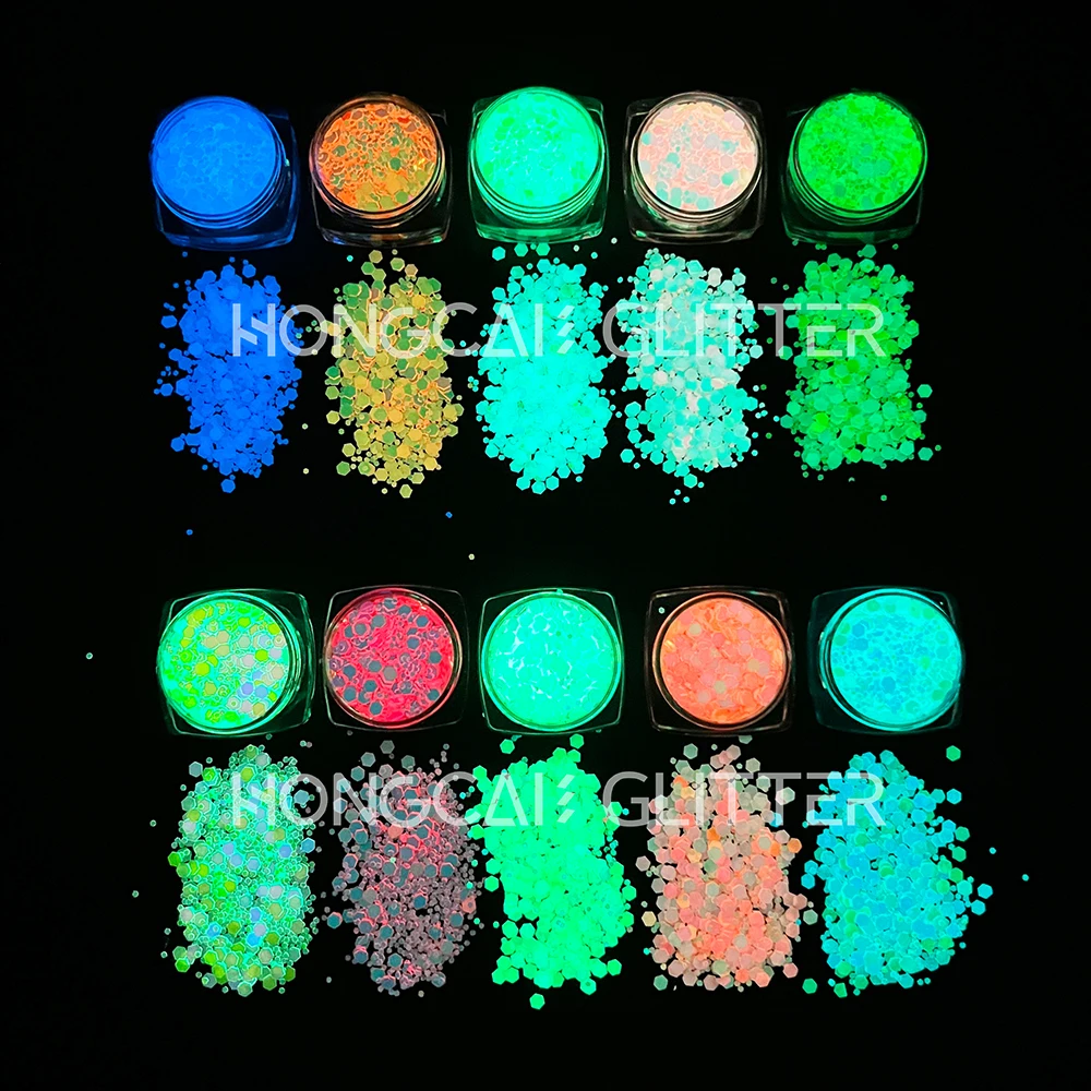 Glow in Dark Bulk Glitter Powder Polyester Glow Glitter for Nails Art Crafts Luminous Chunky Mix Christmas Decorations